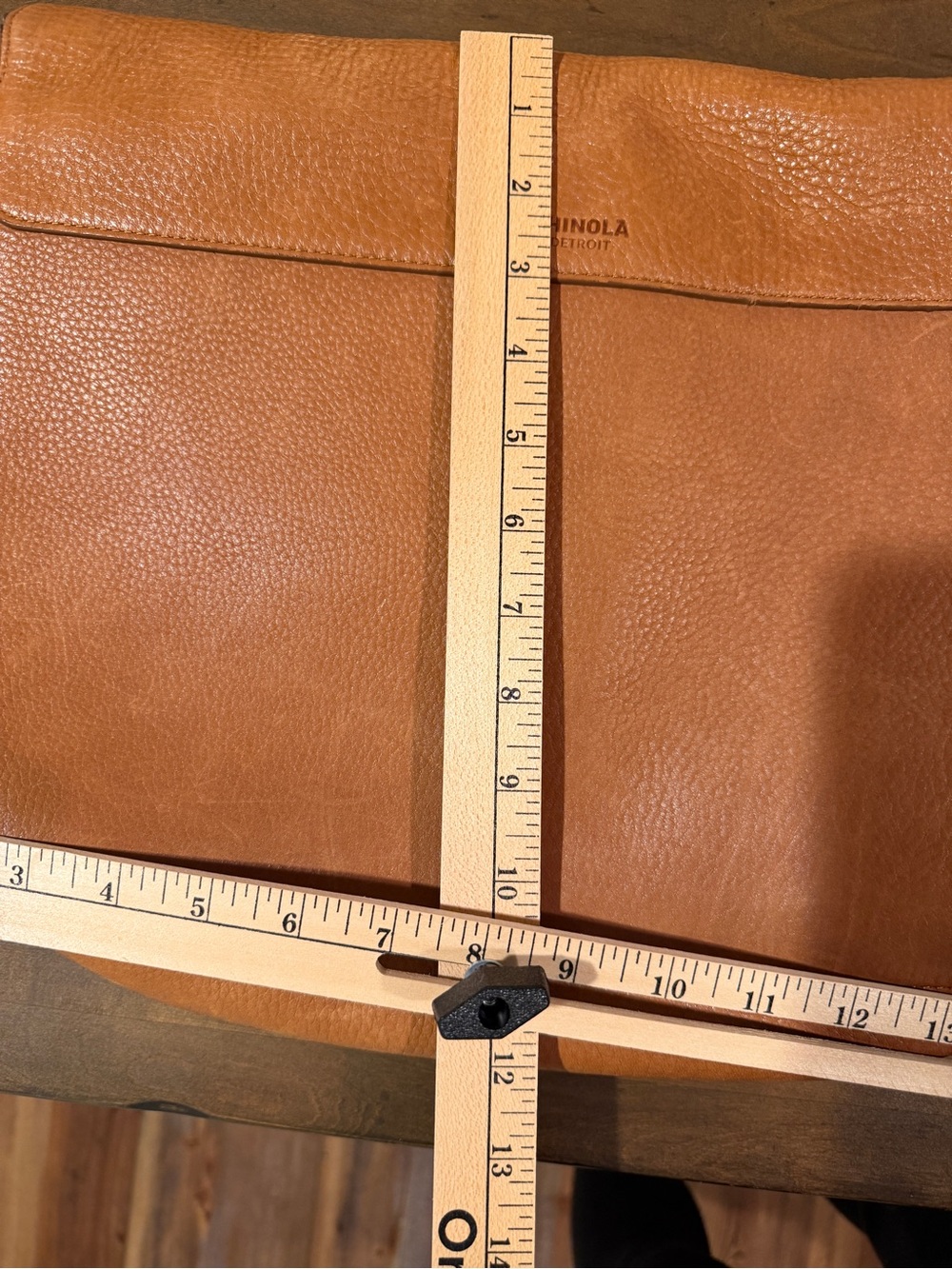 SHINOLA Tan Canfield Relaxed Leather Messenger Bag with Striped Shoulder Strap - Picture 11 of 11